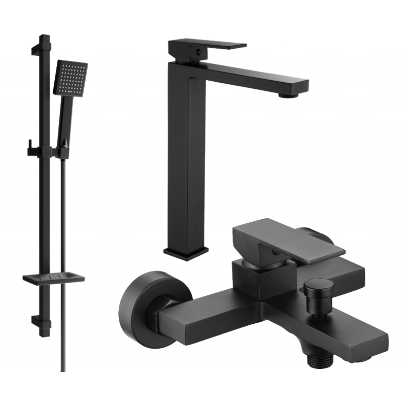 Mexen Uno DQ45 vonios komplektas, juodas - 71413DQ45-70