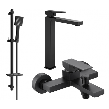 Mexen Uno DQ45 vonios komplektas, juodas - 71413DQ45-70