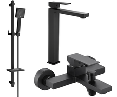 Mexen Uno DQ45 vonios komplektas, juodas - 71413DQ45-70