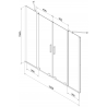 Mexen Velar Duo vonios sienelė 2-jų dalių stumdomas 150 x 150 cm, matinė, chromas - 896-150-000-32-01
