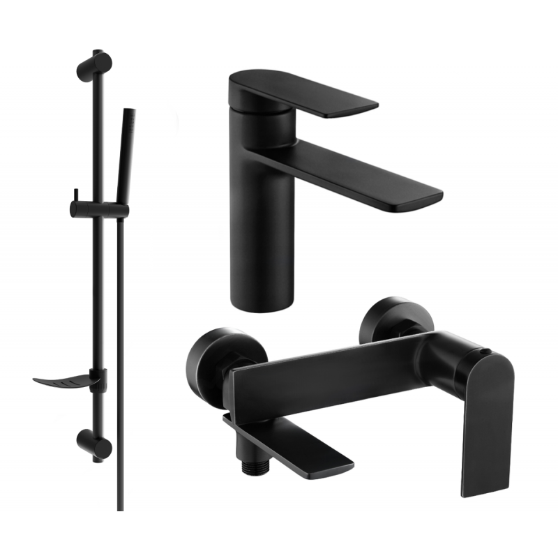 Mexen Zero DF70 vonios komplektas, juodas - 71103DF70-70