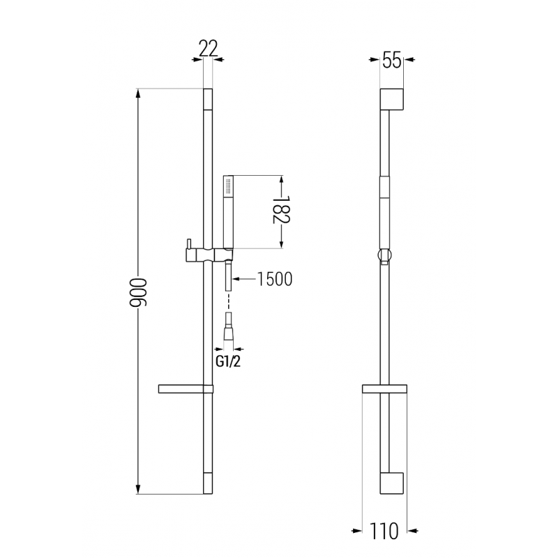 Mexen Zero DS70 dušo komplektas, juodas - 71104DS70-70