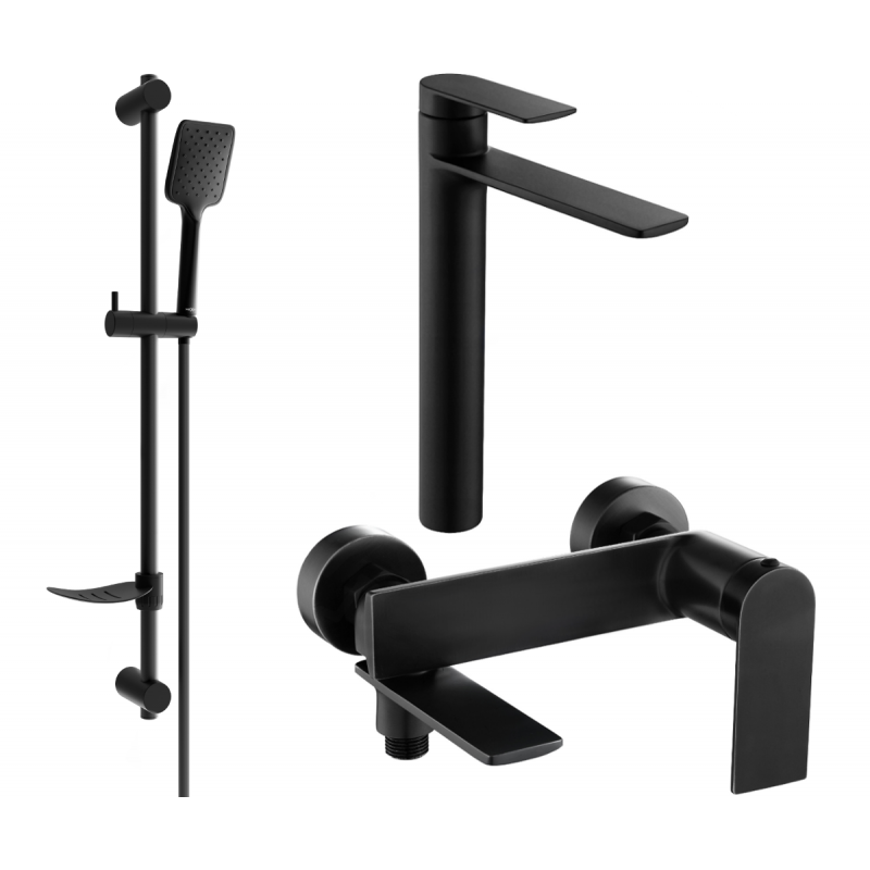 Mexen Zero DF62 vonios komplektas, juodas - 7113DF62-70