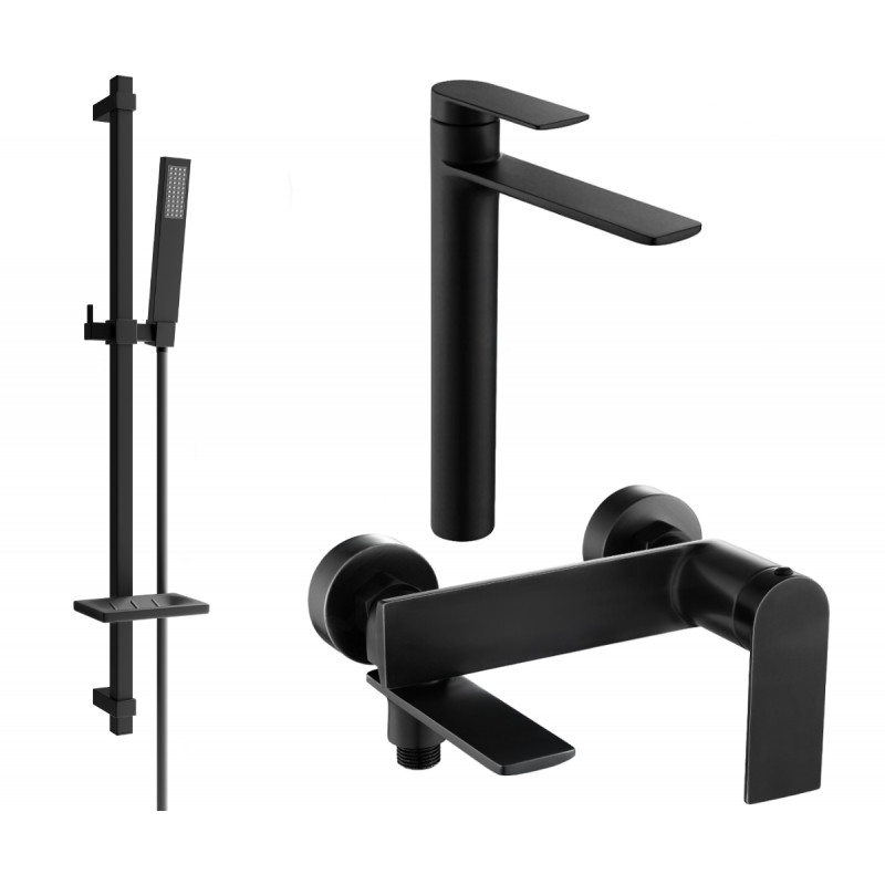 Mexen Zero DQ02 vonios komplektas, juodas - 7113DQ02-70