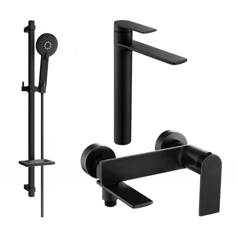 Mexen Zero DQ40 vonios komplektas, juodas - 7113DQ40-70