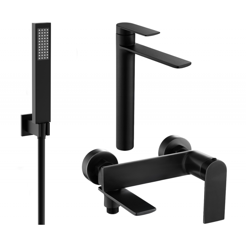 Mexen Zero R02 vonios komplektas, juodas - 71113R02-70