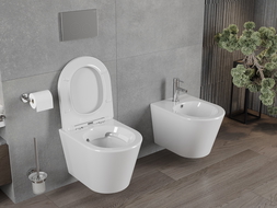 Mexen Rico WC puodas Rimless su lėtai nusileidžiančia slim dangteliu, duroplast, balta blizgi - 30720400