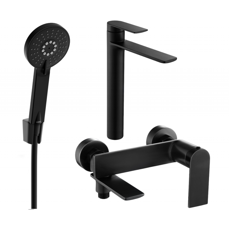 Mexen Zero R40 vonios komplektas, juodas - 71113R40-70