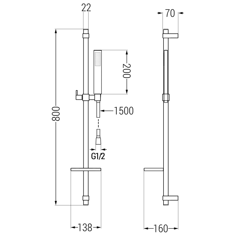 Mexen Zero DQ02 vonios komplektas, auksinis - 7113DQ02-50