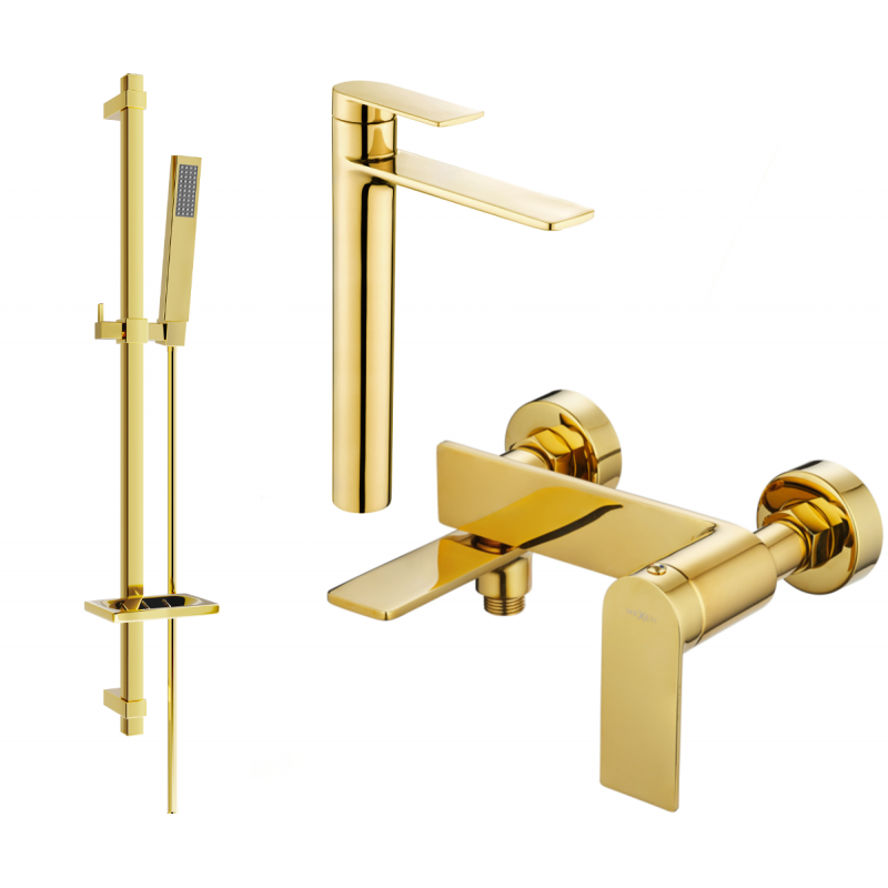 Mexen Zero DQ02 vonios komplektas, auksinis - 7113DQ02-50