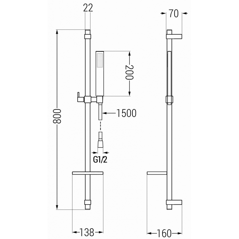 Mexen Zero DQ02 dušo rinkinys, auksinis - 71114DQ02-50
