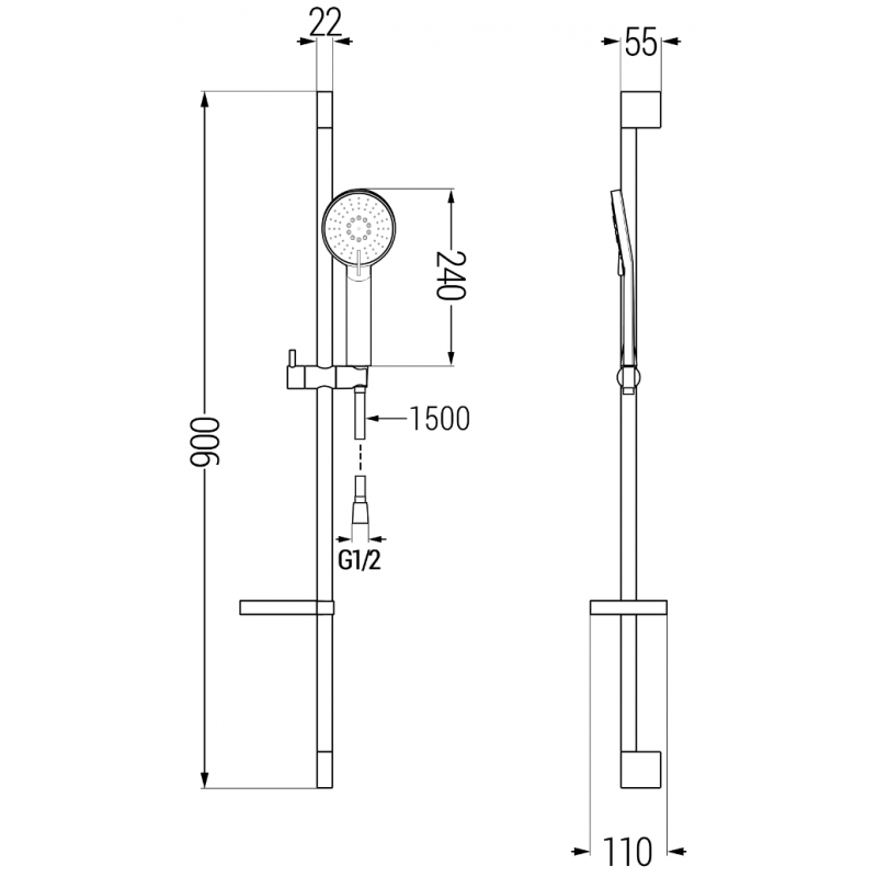 Mexen Alexa DS40 dušo rinkinio komplektas, juodas - 71204DS40-70