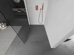 Mexen Kioto dušo sienelė Walk-in 130 x 200 cm, skaidri 8 mm, šlifuotas varis - 800-130-101-65-00