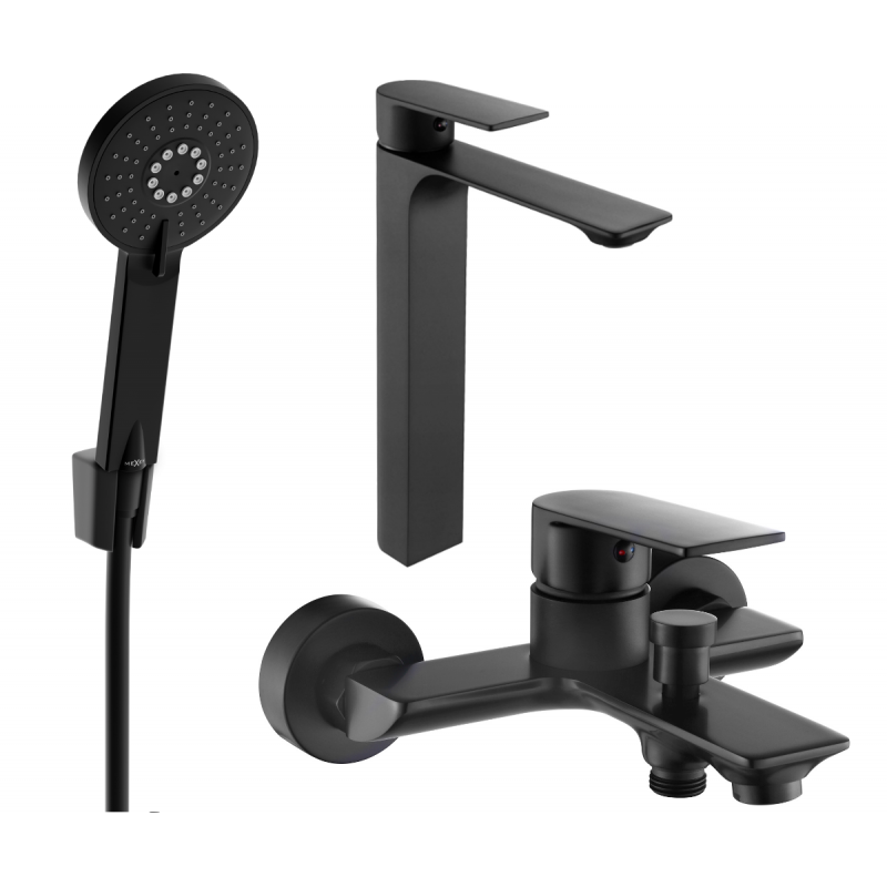 Mexen Alexa R40 vonios rinkinys, juodas - 71213R40-70