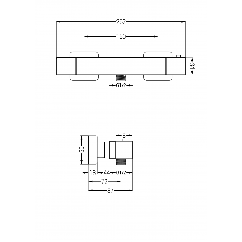 Mexen Sven paviršinis dušo komplektas su lietaus galva ir termostatiniu dušo maišytuvu Cube, chromas - 77200262-00