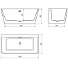 Mexen Volta laisvas prie sienos statomas vonia 150 x 75 cm, balta/juoda, balta perpildymo anga - 51131507575-20