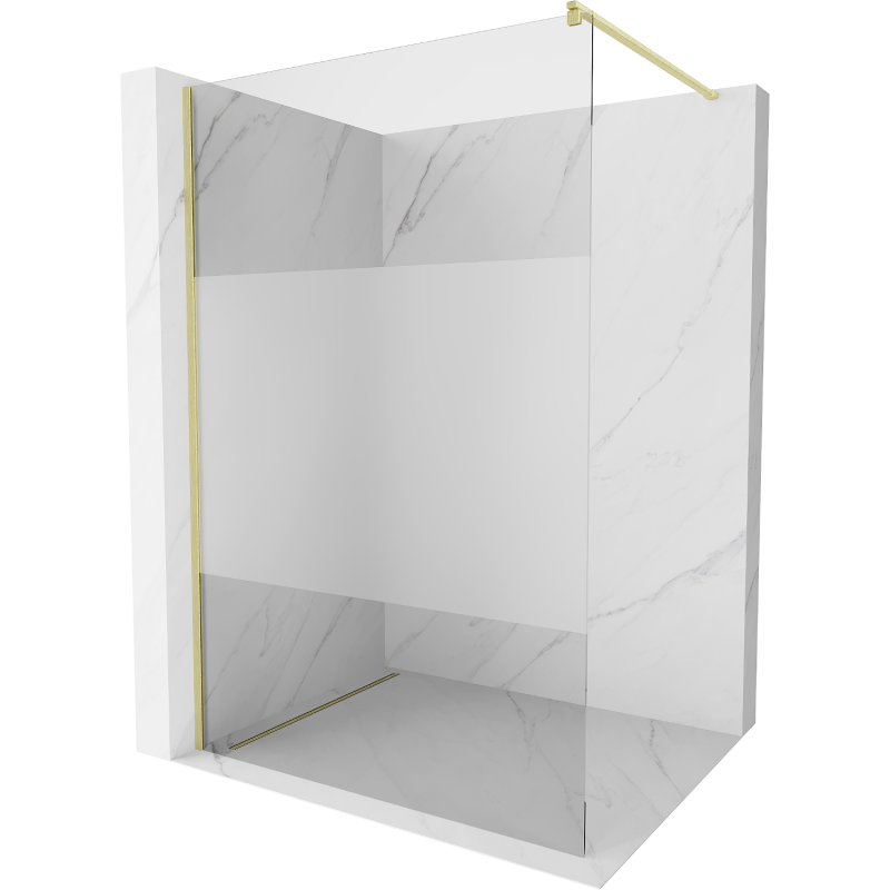 Mexen Kioto dušo sienelė Walk-in 90 x 200 cm, skaidri / matinė 8 mm, šlifuota auksinė - 800-090-101-55-35