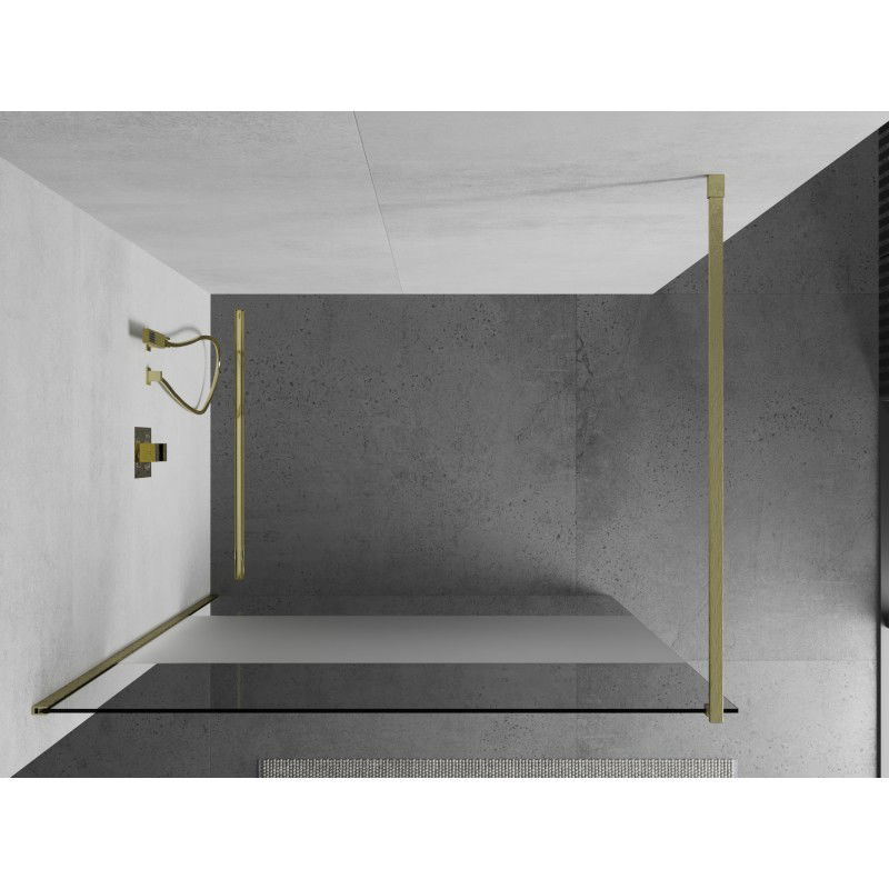 Mexen Kioto dušo sienelė Walk-in 130 x 200 cm, permatoma/matinė 8 mm, šlifuotas auksinis - 800-130-101-55-35