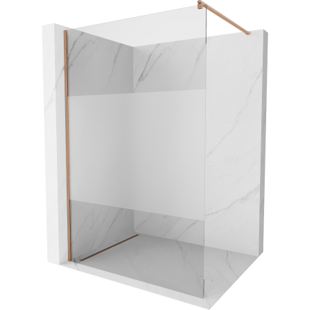 Mexen Kioto dušo sienelė Walk-in 130 x 200 cm, permatomas/matinis 8 mm, šlifuota varis - 800-130-101-65-35