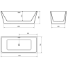 Mexen Lita laisvas stendas 170 x 75 cm, balta/juoda, bekontaktis su šlifuotas varis - 52121707575-65