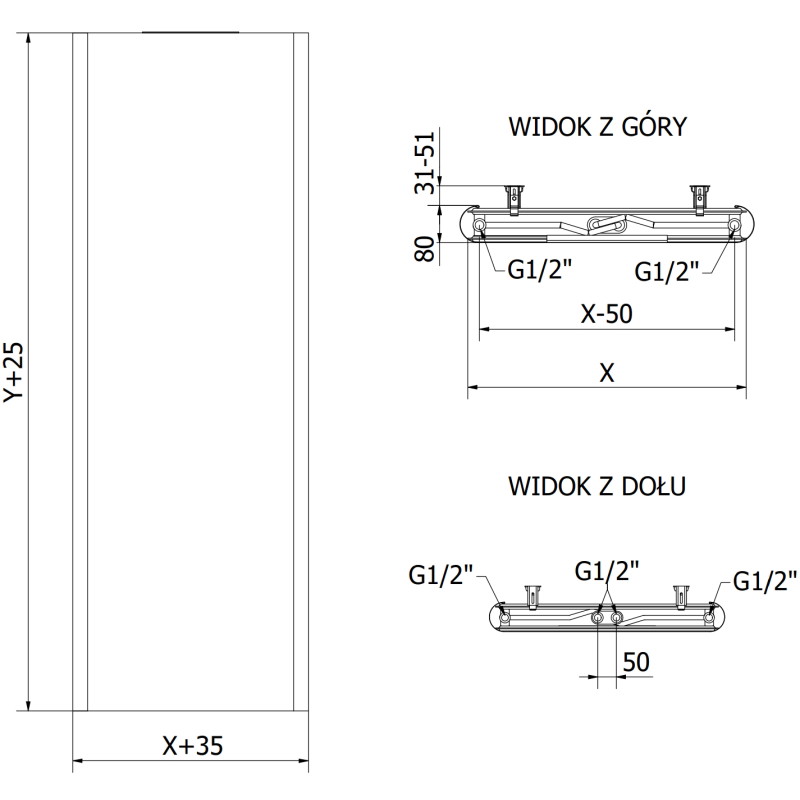 Mexen VR20S Plokštinis radiatorius 1800 x 400 mm, apatinis centrinis prijungimas, 872 W, juodas - W6-180-040-70