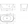 Mexen Oval vonia laisvai stovinti prie sienos 140 x 75 cm, balta, šlifuota varinė išleidimo anga - 52671407500-65