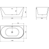 Mexen Oval laisvai pastatoma prie sienos vonia 140 x 75 cm, balta, perpylimas juodas - 52671407500-70