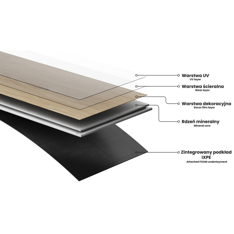 Mexen Mount Vernon Vinilo grindų lentelės 1240 x 182 mm SPC 6,5 mm, IXPE 1,5 mm paklotas, 4 pusių V formos griovelis,