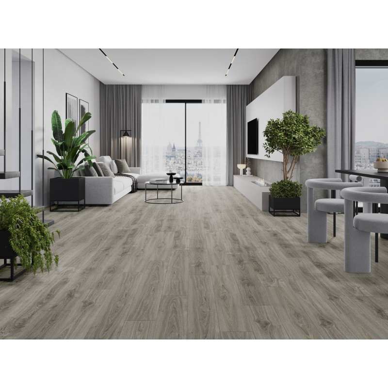 Mexen Silver Creek vinilinės plokštės 1240 x 182 mm SPC 6,5 mm, IXPE 1,5 mm pagrindas, 4 V-fuga, Ąžuolas