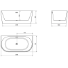 Mexen Oval vonios kambarys 150 x 75 cm, balta, chromuotas perteklius - 52671507500-01