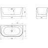 Mexen Oval vonia laisvai stovinti prie sienos 150 x 75 cm, balta, išleidimo anga auksinė - 52671507500-50