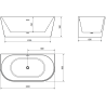 Mexen Oval vonia laisvai stovinti prie sienos 160 x 80 cm, balta, juodas perteklius - 52671608000-70