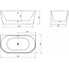 Mexen Oval vonia laisvai stovinti prie sienos 160 x 80 cm, balta/juoda, rožinio aukso perpildymas - 52671608075-60