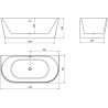 Mexen Oval vonia laisvai stovinti prie sienos 170 x 80 cm, balta / juoda, rožinė auksinė nutekėjimo anga - 52671708075-60