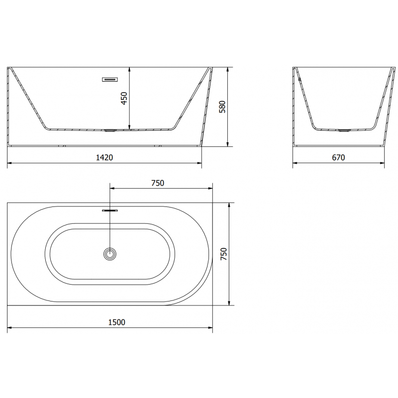 Mexen Mia laisvai pastatoma kampinė vonia, kairė 150 x 75 cm, balta, persipylimas ginklų metalas - 52691507500L-95