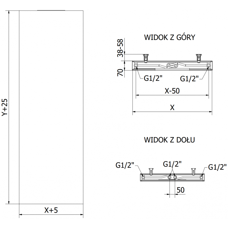 Mexen Flat VS20S plokštelinis radiatorius 1600 x 600 mm, apatinis centrinis prijungimas, 1191 W, juodas - W6VS20S-160-060-70