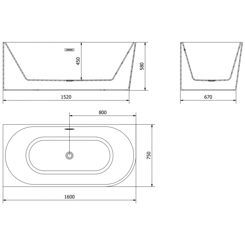 Mexen Mia laisvai pastatoma kampinė kairė vonia 160 x 75 cm, balta, juodas persipylimas - 52691607500L-70