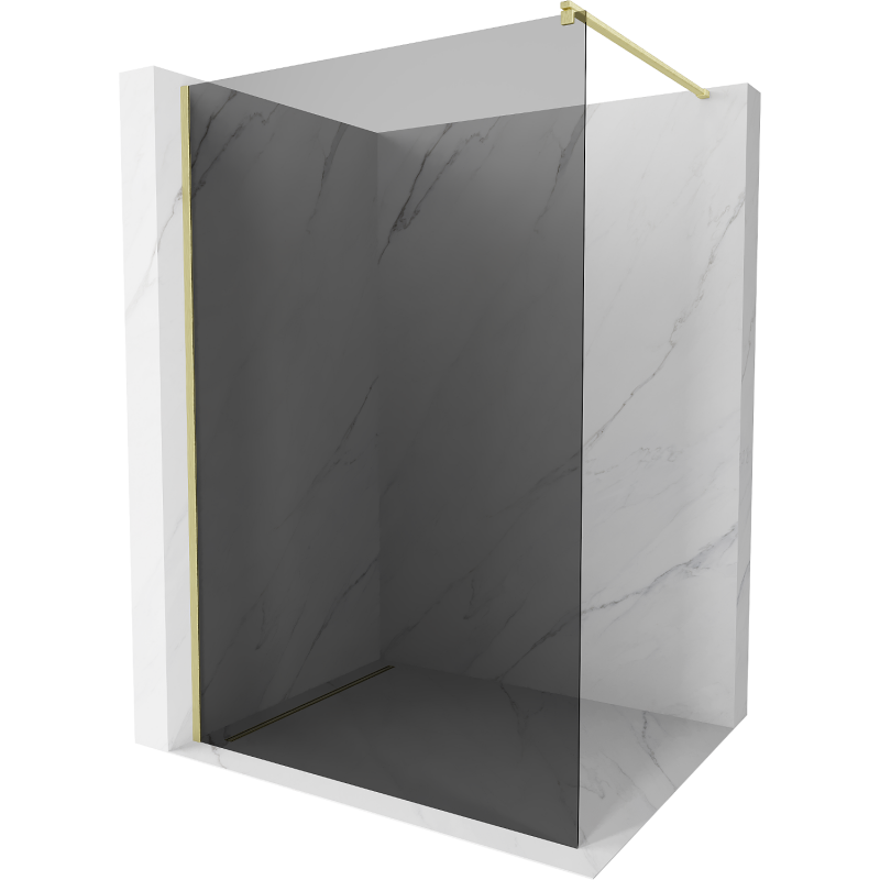 Mexen Kioto dušo siena Walk-in 90 x 200 cm, grafitas 8 mm, auksinis šlifuotas - 800-090-101-55-40