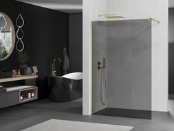 Mexen Kioto Walk-in dušo siena 140 x 200 cm, grafito 8 mm, auksinė šlifuota - 800-140-101-55-40
