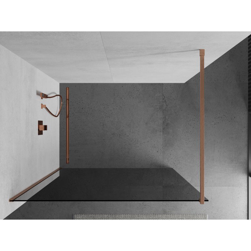 Mexen Kioto dušo sienelė Walk-in 70 x 200 cm, grafitas 8 mm, šlifuota varis - 800-070-101-65-40