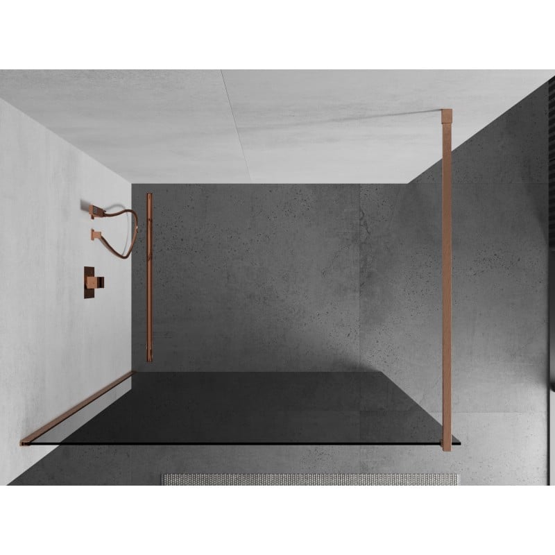 Mexen Kioto dušinės siena Walk-in 130 x 200 cm, grafitas 8 mm, šepečiu šlifuotas varis - 800-130-101-65-40