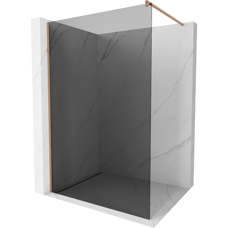 Mexen Kioto dušinės siena Walk-in 130 x 200 cm, grafitas 8 mm, šepečiu šlifuotas varis - 800-130-101-65-40