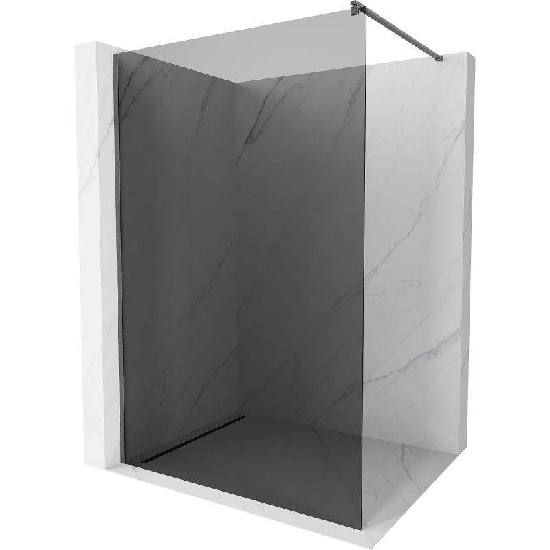 Mexen Kioto dušo siena Walk-in 120 x 200 cm, grafito 8 mm, šlifuotas gun gray - 800-120-101-66-40
