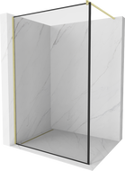Mexen Kioto dušo siena Walk-in 140 x 200 cm, juodas raštas 8 mm, auksinis šlifuotas - 800-140-101-55-70
