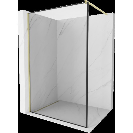 Mexen Kioto prausimosi siena Walk-in 160 x 200 cm, juoda tekstūra 8 mm, šlifuotas auksas - 800-160-101-55-70