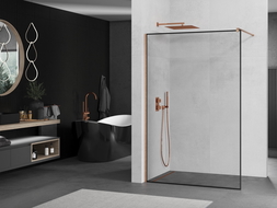 Mexen Kioto Walk-in dušo siena 70 x 200 cm, juodas modelis 8 mm, šiurkštinta varis - 800-070-101-65-70