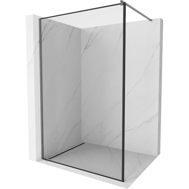 Mexen Kioto Dušo siena Walk-in 60 x 200 cm, juoda rėmelis 8 mm, šveistas ginklų pilkas - 800-060-101-66-70
