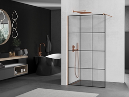 Mexen Kioto walk-in dušo siena 120 x 200 cm, juodas modelis 8 mm, išlyginimas - 800-120-101-65-77