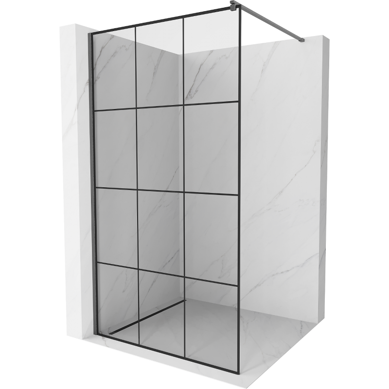 Mexen Kioto Walk-in dušo sienelė 100 x 200 cm, juodas raštas 8 mm, šlifuotas gun gray - 800-100-101-66-77