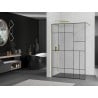 Mexen Kioto walk-in dušo siena 110 x 200 cm, juodas raštas 8 mm, auksu šlifuota - 800-110-101-55-78